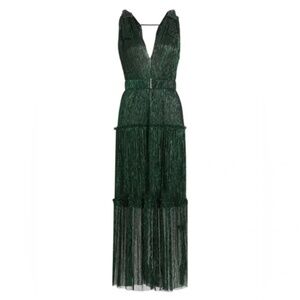 Sabina Musayev Helena Dress, Emerald, Small. With Belt.